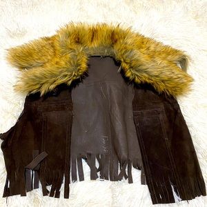 Furry fringe vest